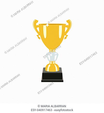 Trophy gold cup flat design on a white background. Award cup. Vector illustration