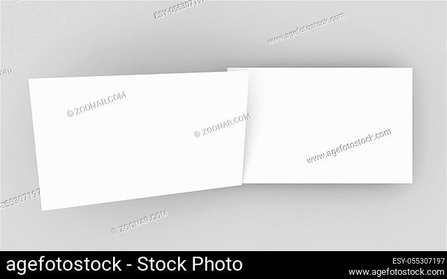 3d rendering business card mockup. Computer generated two vertical rectangular plates in a white background
