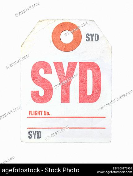 Vintage Retro Sydney Airport Luggage Label Or Tag On A White Background