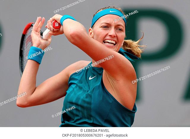 Czech tennis player Petra Kvitova in action during the 2nd round of the French Open 2018 tennis tournament in Paris, France, on May 30, 2018
