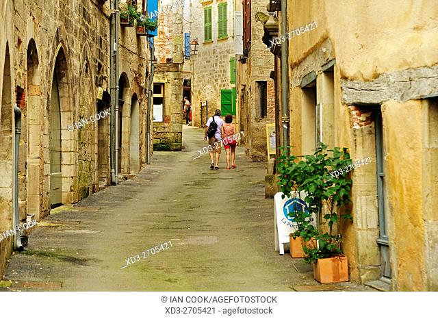 narrow medieval street, Saint-Antonin-Noble-Val, Tarn-et-Garonne Department, Midi-Pyrenees, France