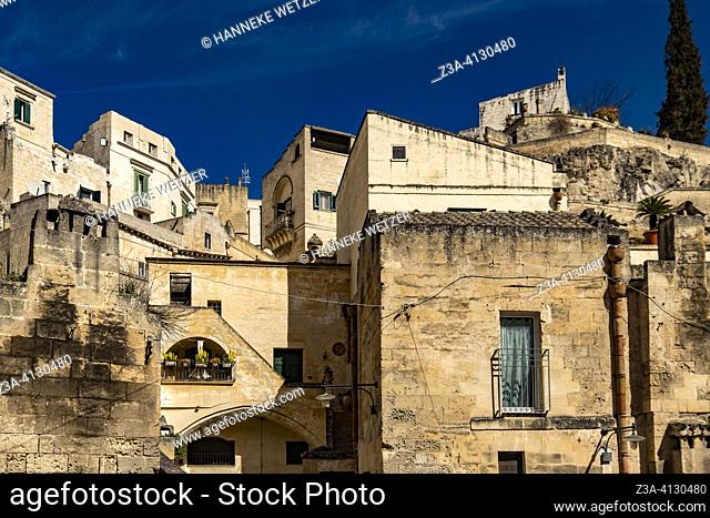 The romantic streets of ancient town 'Sassi di Matera' in Matera, Puglia, Italy