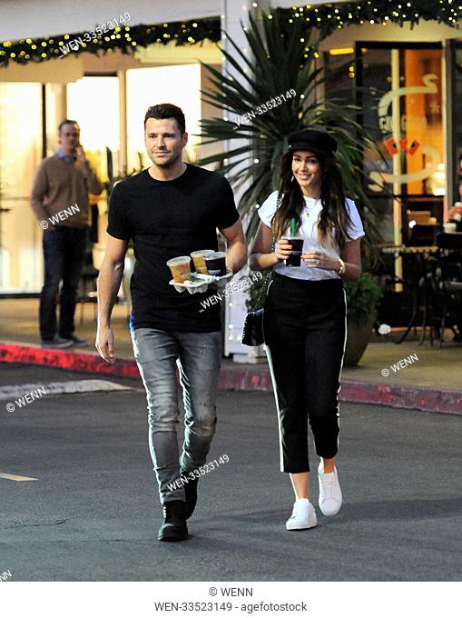 Mark Wright and wife Michelle Keegan gets a quick fix at starbucks in Bel Air Ca. Featuring: Mark Wright, Michelle Keegan Where: Bel Air, California