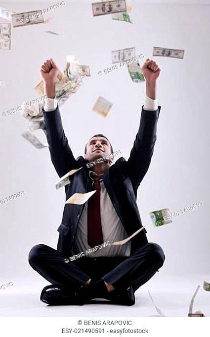 Business man holding money