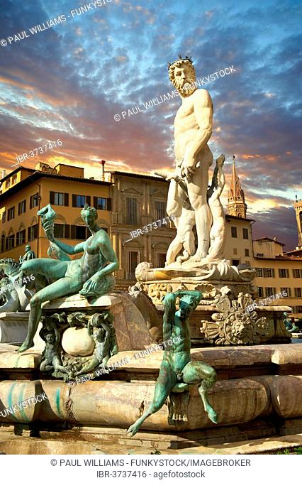 The Fountain of Neptune by Bartolomeo Ammannati, 1575, Piazza della Signoria, Florence, Tuscany, Italy