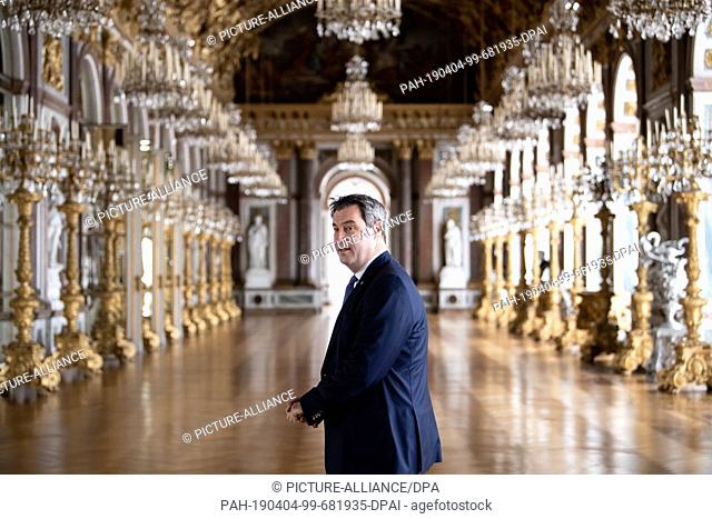 04 April 2019, Bavaria, Herrenchiemsee: Markus Söder (CSU), Prime Minister of Bavaria, is about to start a conference on climate change at Herrenchiemsee Castle