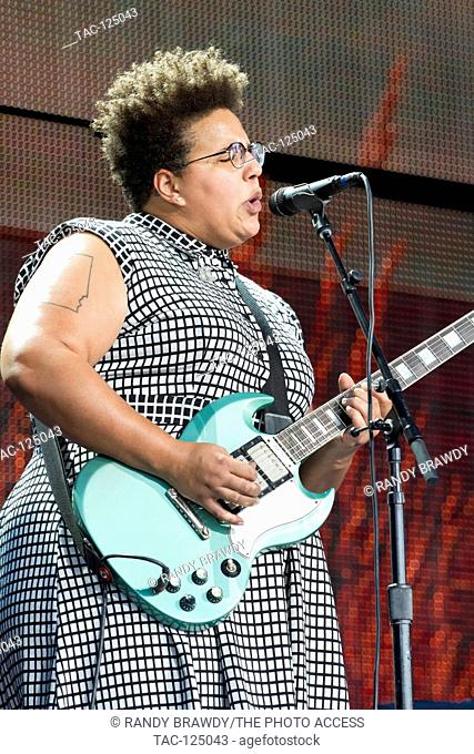 Brittany Howard lead singer and guitarist and Alabama Shakes performs at the 2016 Farm Aid at the Jeffy Lube Live in Bristow, VA September 17, 2016