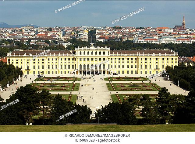 Schoenbrunn Castle and park, view of Vienna, Austria, Europe