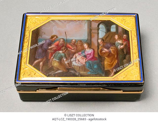 Snuff Box , c. 1810-20. Pierre-André Montauban (French). Gold-mounted tortoiseshell, agate, enamel; overall: 9.5 x 7 x 1.9 cm (3 3/4 x 2 3/4 x 3/4 in