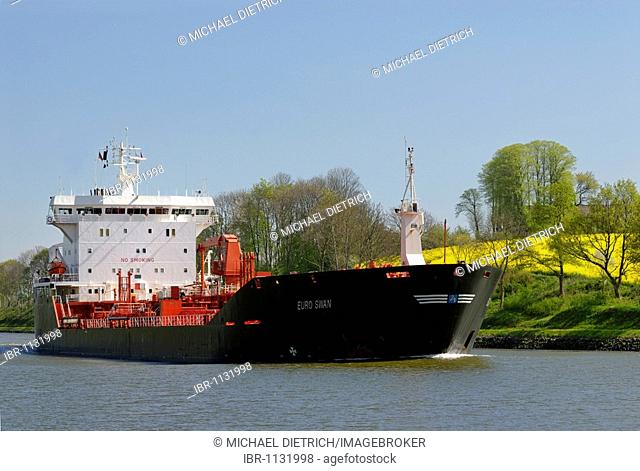 Tanker on the Kiel Canal, Schleswig-Holstein, Germany, Europe