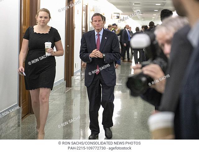 United States Senator Richard Blumenthal (Democrat of Connecticut) arrives to hear the testimony of Dr. Christine Blasey Ford before the US Senate Committee on...