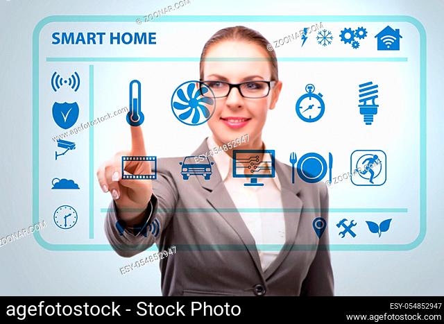 Smart home concept with woman