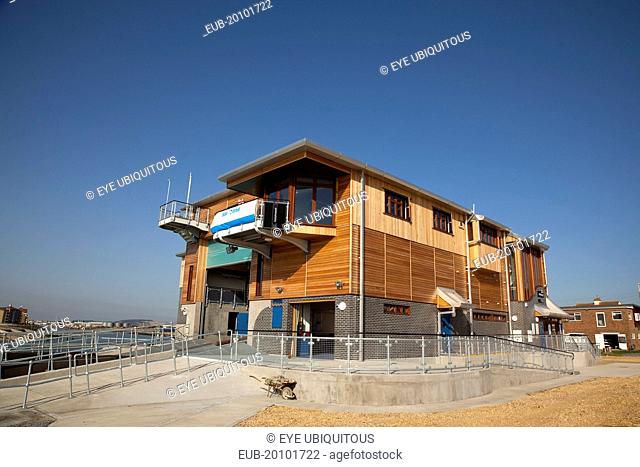 Kingston Beach Newly constructed lifeboat house opposite the harbour entrance