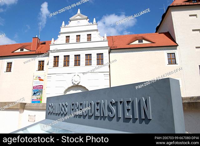 03 July 2020, Saxony, Freiberg: The Freudenstein Castle in Freiberg. The Renaissance castle, built in 1577, houses the mineral collection ""terra mineralia""