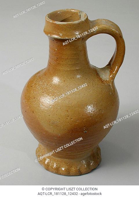 Stoneware jug be glazed with standing ear, on pinched foot, stomach model, jug crockery holder soil find ceramic stoneware glaze salt glaze