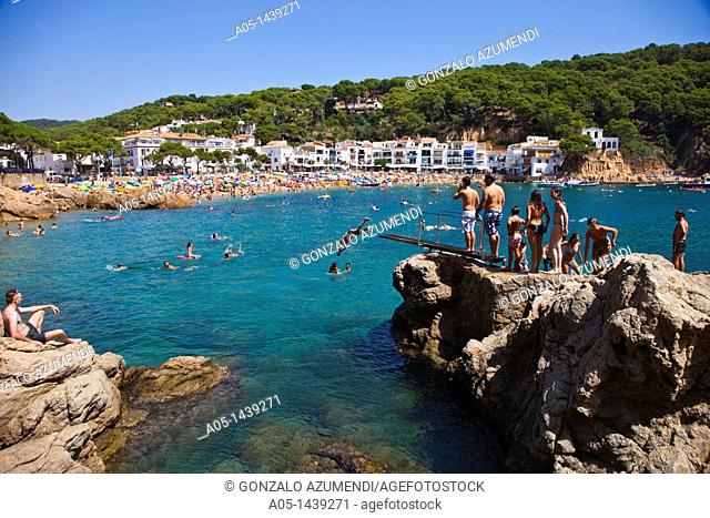 Tamariu beach, Palafrugell, Baix Emporda, Costa Brava, Girona province, Catalonia, Spain