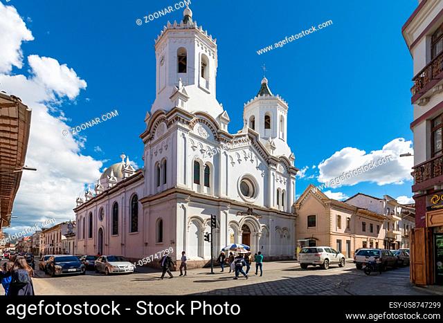 Cuenca Ecuador June 2018 this colonial style church built in 1900 is located in the city center and close to it tourists can also admire some well preserved...