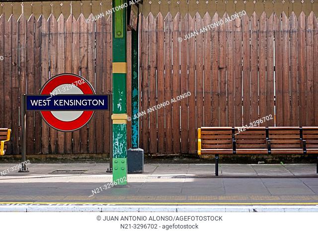 West Kensington underground station. London, England, Great Britain, Europe