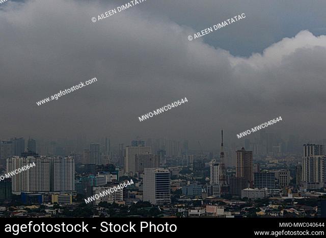 Quezon City, Philippines. 21st July 2021. Buildings and houses in Quezon City were drenched by the southwest monsoon enhanced by Typhoon Fabian