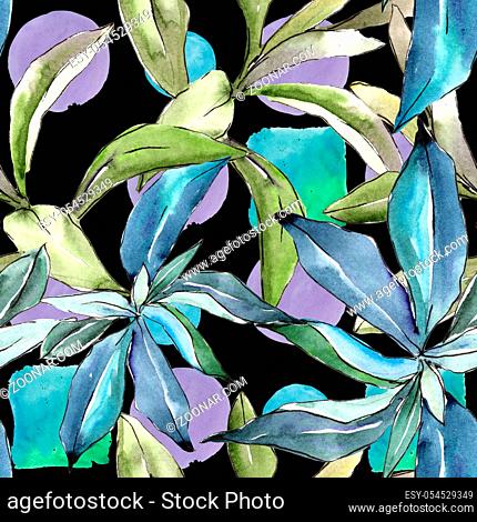 Elaeagnus leaves in a watercolor style. Seamless background pattern. Fabric wallpaper print texture. Aquarelle leaf for background, texture, wrapper pattern