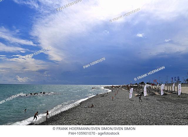 Beach at Sochi on the Black Sea, thunderstorm mood. Germany (GER) Sweden (SWE), Preliminary Round, Group F, match 27, on 23.06