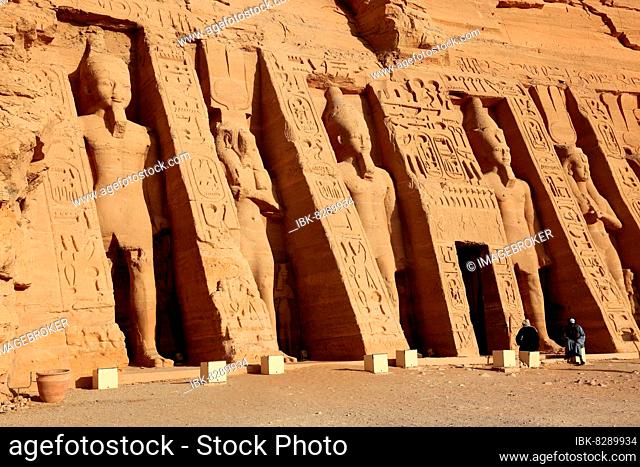 Abu Simbel, also Abu Simbal, Ebsambul or Isambul, the smaller temple of Hathor in memory of Nefetari, Upper Egypt, Egypt, Africa