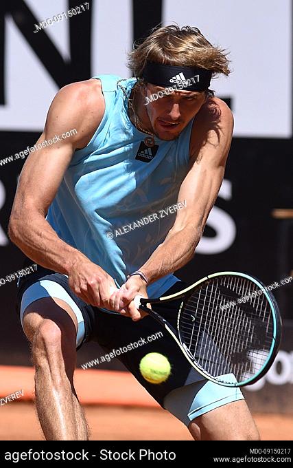 German tennis player Alexander Zverevduring the Italian open of tennis at Foro Italico. Rome (Italy), May 13th, 2022