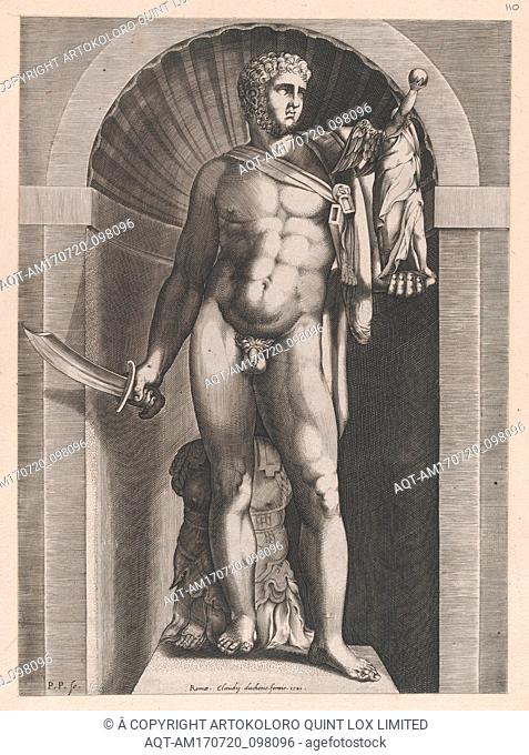 Speculum Romanae Magnificentiae: Diomedes with the Palladium in his left hand, 1582, Engraving, sheet: 13 7/16 x 9 13/16 in. (34