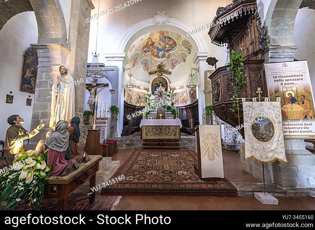 Interior of Chiesa Madre di Savoca small church in Savoca comune, famous for filming locations of The Godfather movies on Sicily Island in Italy