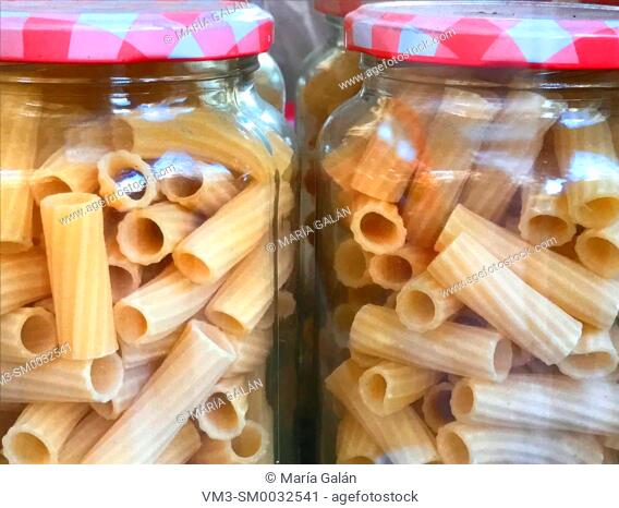 Macaroni in glass jars