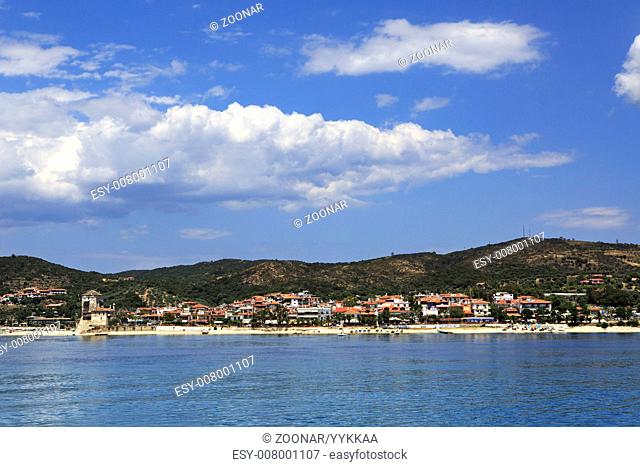 Ouranoupoli on coast of Athos in Greece