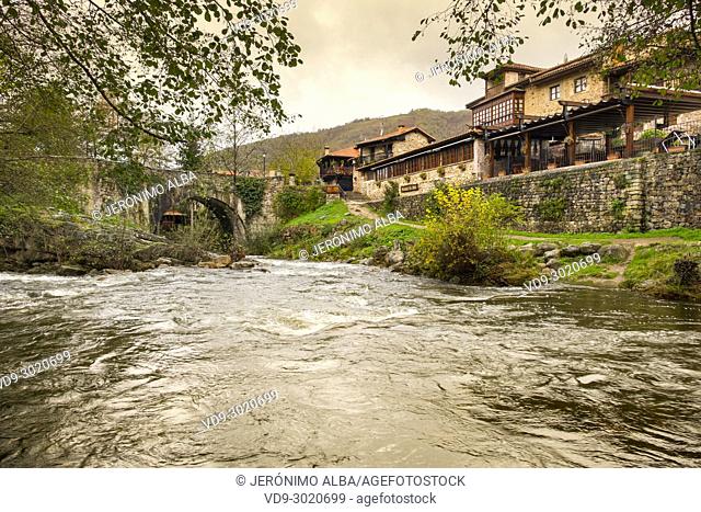 Argoza river. Rural Village of Barcena Mayor Los Tojos. Saja Natural Park, Saja-Nansa, Cantabria, Spain Europe