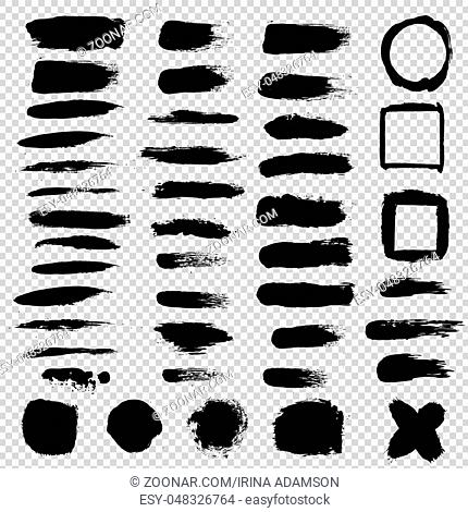 Black Blot Set, Isolated on Transparent Background, With Gradient Mesh, Vector Illustration