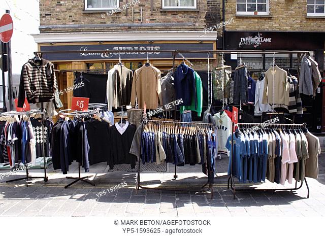 Clothes for sale at Brick Lane Market London