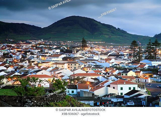Nightfall over the city of Ribeira Grande, in the island of Sao Miguel  Azores islands, Portugal