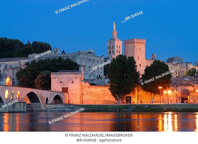 Papal Palace at Rhone River in Avignon, Provence, France
