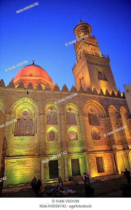 Sultan Qalawun mausoleum 1285 at night, Cairo, Egypt