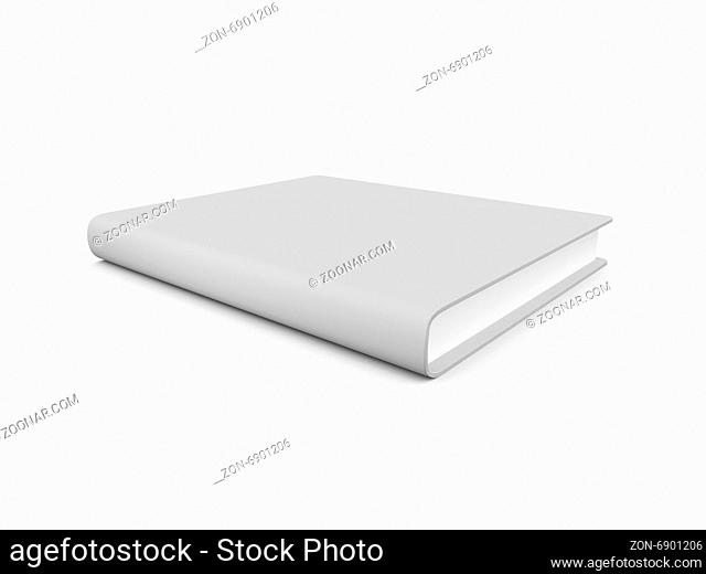 Single realistic blank book cover template, isolated on white background