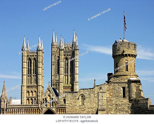 England, Lincolnshire, Lincoln. The Castle and Cathedral at Lincoln, both dating from the 12th century
