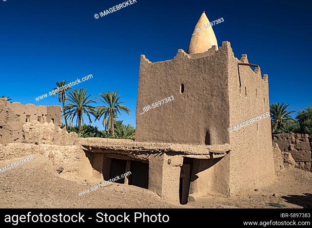 Marabout, Tomb of a Muslim saint in a palm grove, Skoura, Dade Valley, Southern Morocco, Morocco, Africa