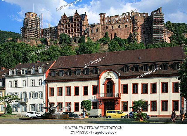 Germany, Heidelberg, Neckar, Rhine-Neckar area, nature reserve Neckartal-Odenwald, Bergstrasse, Odenwald, Baden-Wuerttemberg, old town, Karlsplatz, Karl square