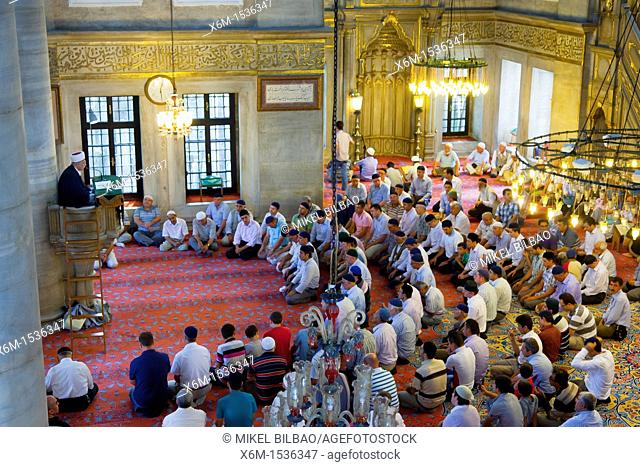 People in the Eyüp Sultan Mosque. Eyup, Istanbul, Turkey