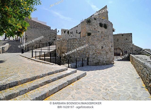 Baluard de Sant Pere fort, stronghold, cultural center, city wall, Muralla, Dalt Vila, historic district of Ibiza Town, Unesco World Heritage site, Eivissa