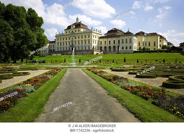 The Old Corps de Logis, Schloss Ludwigsburg Castle, north facing gardens, Ludwigsburg, Baden-Wuerttemberg, Germany, Europe
