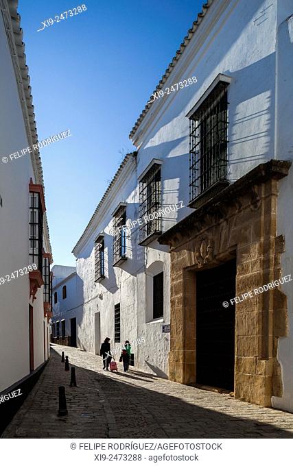 Casa Antigua del Ave Maria, typical Mediterranean architecture with whitewashed walls and narrow streets in the historical city of Carmona, province of Seville
