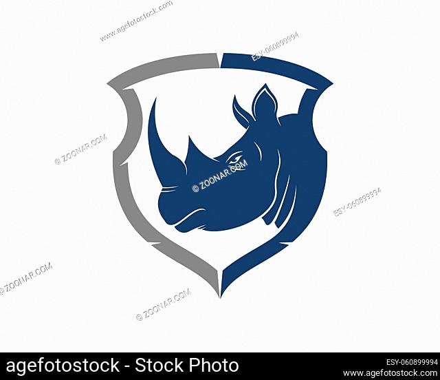 Rhino head in the shied logo