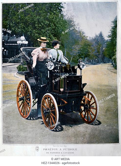 A petrol-powered Phaeton, by Panhard and Levassor, 1896. French engineer and inventor Rene Panhard and Emile Levassor became partners in 1886