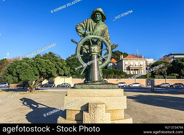 Helmsman Statue between Helmsman beach and Montevideo Avenue in Nevogilde civil Parish of Porto city, second largest city in Portugal