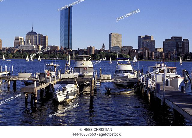 America, Boston, James River, Massachusetts, United States, North America, USA, boats, harbor, skyline