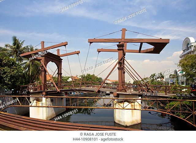 Indonesia, Asia, Jakarta, city, Old Batavia, Chicken Market, Bridge, Holland, colonial times, old, canal
